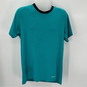 YETI CYCLING Top XL Mens TURQ Short Sleeve Crew MTB Shirt Turquoise STAINS